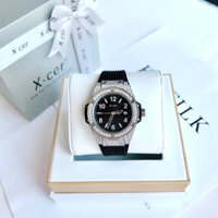 [ Mua 1 tặng 1 ] Đồng hồ nữ X-Cer B0611 Silver Black, Dây cao su, Authentic, fullbox, Luxury diamond watch