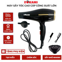 [ Mua 1Tặng 1] Máy sấy tóc Zokami chính hãng có ion âm bảo vệ tóc, sấy nóng lạnh công suất lớn 2800W bảo hành 12 tháng