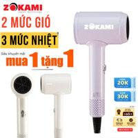 [ Mua 1Tặng 1] Máy sấy tóc Zokami chính hãng có ion âm bảo vệ tóc, sấy nóng lạnh công suất lớn 2800W bảo hành 12 tháng