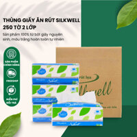 [ Mua 9 tặng 1] Thùng 9 Khăn giấy ăn rút Silkwell 250 tờ 2 lớp khổ lớn, giấy ăn cao cấp an toàn cho cả gia đình bạn