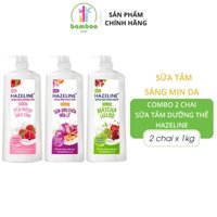 [ Mua Giá Rẻ + Nhận Quà Chất ] Combo 2 Chai Sữa Tắm Dưỡng Thể Thiên Nhiên Trắng Sáng Hazeline - 1kg x 2 Chai