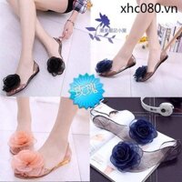 · N ng má n H à ng t n kho · Dép hoa Giày thạch nữ mùa hè phẳng sinh viên miệng cá pha lê mặc ngoài trong suốt Phiên bản Hàn Quốc Giày nữ nhựa Giày đi biển