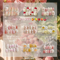 [ NAILBOX ] móng giả chủ đề hoa quả mùa hè hoạ tiết bánh kẹo kem sữa gấu thỏ cute form ngắn tròn xinh thiết kế annyth