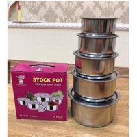 ( NẮP INOX )Hộp Đựng Thực Phẩm Inox Có Nắp Đậy Katie House, Bộ 5 Thố Inox 304 Đựng Thức Ăn Tủ Lạnh