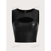 ( NÊN MUA LÙI 1 SIZE SO VỚI THƯỜNG MẶC - ORDER SHEIN ) DAZI TOP - Áo croptop khoét ngực không tay vải da cá tính Y2K
