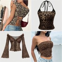 ( NÊN MUA LÙI 1 SIZE SO VỚI THƯỜNG MẶC - ORDER SHEIN ) BEONU TOP - Áo croptop vải da beo cá tính Y2K