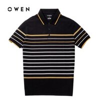🍀 NEW 💯 . OWEN - Áo polo cộc tay Owen màu ĐEN KẺ NGANG 90755 - Áo thun có cổ nam Cực Đẹp .1 . M08 : . . ' . . ˢ