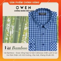 🍀 NEW 💯 . OWEN - Áo sơ mi dài tay Owen REGULAR chất sợi tre ca rô màu xanh AR 90022 Cực Đẹp .1 . M08 : . . ' . . ˢ