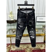 [ New 2024 ] Quần Jean bò Dsquared2 Đen rách nhiều gối đùi vẩy sơn Trắng LA 1-1 on web