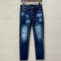[ New 2024 ] Quần Jean bò Dsquared2 Xanh rách loang vẩy sơn tag da Cam LA 1-1 on web