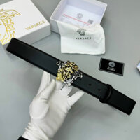 [ New 2024 ] Thắt lưng, dây nịt, belt Versace Đen trơn mặt Quỷ size 85-100cm fullbox LA 1-1 on web