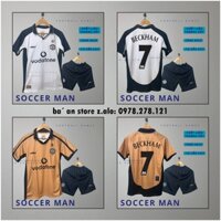 ( NEW ) Bộ Quần Áo Bóng Đá Câu Lạc Bộ Manchester United Mùa Giải 2001 In BECKHAM -Vải Thái Cao Cấp