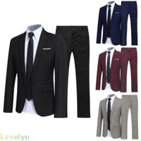 -NEW-Sophisticated Mens 2 Piece Suit Slim Fit Tuxedo Blazer and Pants Set for Parties