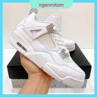 🍠 👉nganmitom👉Giày sneaker Air jordan 4 White Silver ( JD4 Trắng full ) - Bản da nhăn Fullbox