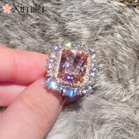 ⭐ Nguyên Bản Cổ Điển Pháp Cung Điện Thanh Lịch Vuông Kim Cương Baroque Nhẫn Nữ Sang Trọng Tiệc Trang Sức