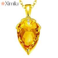 ❤ Nguyên Bản Độc Đáo Tính Khí Lớn Rời Kim Cương Sang Trọng Citrine Dâu Mặt Dây Chuyền Vàng 18k Nữ Trang Sức