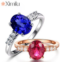 ❤ Nguyên Bản Hai Màu Phù Hợp Với Tính Khí Sang Trọng Nhẫn Vàng Hoa Hồng Quà Tặng Nữ Trang Sức Sapphire Đỏ