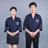 [ Nhà của Ang] Áo đầu bếp kiểu Nhật kaki thun trơn - Áo phục vụ nhà hàng Sushi Buffet Nhật