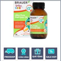 [ Nhà thuốc 448 ] Brauer Ultra Pure Cod  Liver Oil With DHA Bổ Sung DHA Phát Triển Trí Não Cho Bé 90 Viên