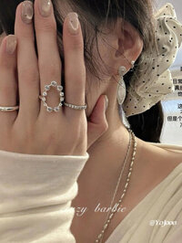 @ Nhẫn hình bầu dục kim cương Yojooo Xếp chồng ánh sáng Hàn Quốc Nhẫn cổ điển cao cấp sang trọng