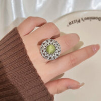 ❤ Nhẫn kim cương dát cao cấp sáng nguyên bản dành cho nữ Opal xanh Trang sức sang trọng