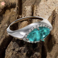 ♥ Nhẫn Paraiba màu xanh tình yêu cao cấp dành cho nữ Trang sức mắt quỷ sang trọng