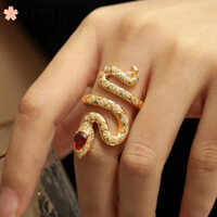 ⭐ Nhẫn Rắn Pha Lê Đỏ Phóng Đại Chính Hãng Nữ 2024 Phong Cách Châu Âu Ruby Trang Sức