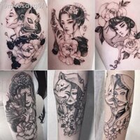 [  ]Nhật Bản geisha hoa cánh tay hình xăm dán không thấm nước nữ tối trong Fengfujiang cô gái hình