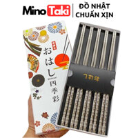 [ Nhật Bản ] Set 5 đôi đũa inox kháng khuẩn Shikisai Hàng Nhật Chuẩn