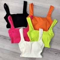 [ nhatran ] Áo 2 dây nữ thun hai lớp phom ngắn lót mút trong nhiều màu MS543