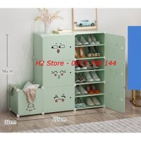 { NHIỀU LỰA CHỌN  }  TỦ NHỰA ĐỰNG GIÀY DÉP KIỂU MỚI 12 Ô (chia ô) + 1 Ô VÁCH MÀU CỐM CỬA MẶT CƯỜI