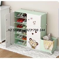 { NHIỀU LỰA CHỌN } TỦ NHỰA ĐỰNG GIÀY DÉP KIỂU MỚI 12 Ô (chia ô) + 1 Ô VÁCH MÀU CỐM CỬA TRẮNG GẤU