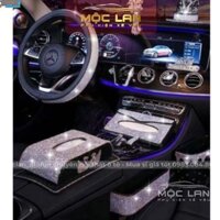 ( nhiều mẫu ) Hộp Đựng Khăn Giấy Trên Ô Tô Đính Đá Sang Trọng - Vương Miện - Thiên Nga