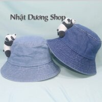 [ Nhiều màu]Nón BUCKET jean gấu trúc vòng đầu 56-58,5cm, mũ bucket jean hàng quảng châu vành 6cm, mũ jean thời trang.