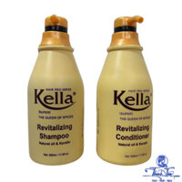 [ NK ] Dầu gội xả vàng phục hồi tóc hư Kella Revitalizing Natural Oil & Kerain 500mlx2
