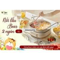 💥 Nồi Lẩu 2 Ngăn 6L BEAR-SB NL60U, Nhiều Chế Độ Nấu Lẩu Hầm Ninh Chiên Rán Xào Chống Dính - BH 18 Tháng