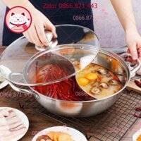 ⚡𝐅𝐑𝐄𝐄𝐒𝐇𝐈𝐏⚡ Nồi lẩu inox 2 ngăn Hotpot 32 cm