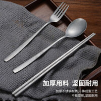 ~ ~ Ống hút Phong Cách Retro Phong Cách Hàn Quốc Đũa Inox Thìa Nĩa Thực Phẩm Phương Tây Bộ Ba Món Bộ Đồ Ăn Đau Khổ Thịt Nướng Vuông Chống Trơn Trượt