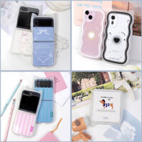 🇰🇷【 Ốp Điện Thoại Hàn Quốc 】 Cat Wave Ốp Lưng Bảo Vệ Thạch Trong Suốt Cứng Thiết Kế Đẹp Samsung Galaxy S / ZFlip Tương Thích Cho iPhone