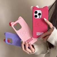 ✷ ❈ Ốp điện thoại nơ xoay hình Hello Kitty hoạt hình ngộ nghĩnh cho iphone 16 15 14 13 12 Pro Max 6 7 8 Plus SE 4 4s 5 5s Vỏ silicon mềm