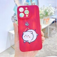 ** Ốp IP 15 Pro dẻo vân đá nhám heo móc khóa treo