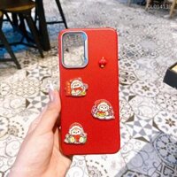 ** Ốp Oppo A54 dẻo vân giả da đính 3 sticker rắn chipi