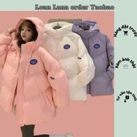 [ ORDER 15-20 NGÀY] ÁO KHOÁC PHAO NỮ CÓ MŨ ĐIỂM LOGO CHỮ XANH