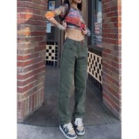[ ORDER ]*kèm ảnh thật* Quần kaki nữ - quần jeans kaki ống đứng, form suông dập viền phong cách vintage