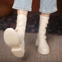 [ order Quảng Châu ] boot da nữ cao cổ kéo khoá sau gót 2cm hàng Quảng Châu cao cấp