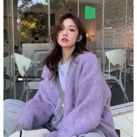 ( order taobao) áo khoác len tím dáng rộng