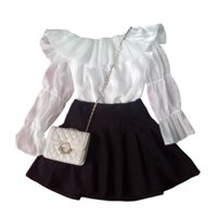 ( PASS)Set áo hở vai tiểu thư+ chân váy