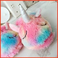 ( Phanngoclinh ) ( CC2016 ) Dép bông kỳ lân Unicorn Hologram đi trong nhà xinh xắn