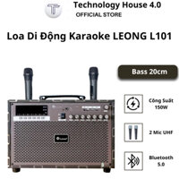 ( PHIÊN BẢN MỚI 2024 ) Loa Di Động Karaoke LEONG L101, Bass 20 Cm, Âm Thanh Trung Thực, Micro UHF Hút Âm