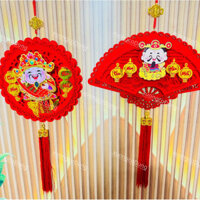 [ phụ kiện trang trí ] Liễng treo cửa ốp gỗ giấy nhung thần tài lắc kèm pin xinh xắn